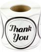 small business thank you stickers - 2" round dot black & white - 300 labels per roll for envelope mailer seals, boutiques, retailers, and gift packaging supplies logo