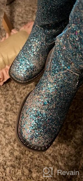 img 1 attached to Toddler Girls' Western Cowboy Boot Square Toe With Glitter Galore review by Ashley Karch