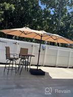 img 1 attached to PHI VILLA 15Ft Large Patio Umbrellas With Base Included, Outdoor Double-Sided Rectangle Market Umbrella With Crank Handle, For Pool Lawn Garden, Blue review by Christy Brewer