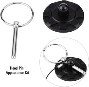 img 1 attached to 🔧 Upgraded CLAUKING Hood Pin Kit - 2PCs Universal CNC Aluminum Hood Latches with Self-Adhesive Tape (Black)