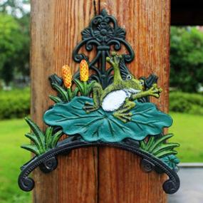 img 3 attached to Ationgle Garden Hose Holder For Outside, Wall Mount Heavy Duty Hose Hanger With Frog Decoration And Painting Design, Decorative Rustic Cast Iron Hose Rack Reel