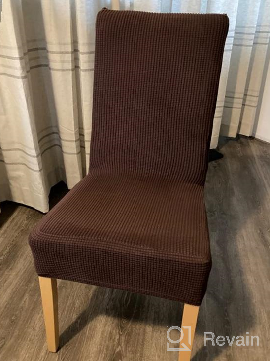 img 1 attached to Set Of 6 Stretch Dining Chair Covers For Dining Room Parsons Chair Slipcover - Textured Checked Jacquard Fabric In Sand Color - Chair Protectors Covers Dining, By H.VERSAILTEX review by Heather Wagner