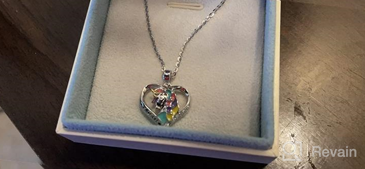 img 1 attached to FANCIME Sterling Silver Unicorn Necklace: Embrace Your Magical Side with this Colorful Rainbow Pendant! Perfect for Best Friends, Heart & Moon Design - 16+2 inches Extender Included review by Sonya Lewis