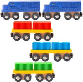 img 3 attached to ORBRIUM 11 Pcs Intermodal Freight Trains Set - Compatible With Thomas, Brio And More!