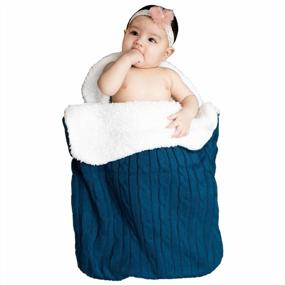 img 2 attached to 👶 XMWEALTHY Baby Boys and Girls Knit Plush Wrap Swaddle Blankets - Newborn Infant Receiving Blankets & Sleeping Sack in Blue