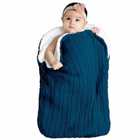 img 3 attached to 👶 XMWEALTHY Baby Boys and Girls Knit Plush Wrap Swaddle Blankets - Newborn Infant Receiving Blankets & Sleeping Sack in Blue