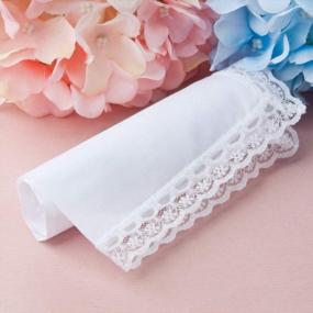 img 2 attached to Luxurious 100% 60S Cotton Handkerchiefs For Women - Soft, Solid, And Pure White Lace Hankies Perfect For Weddings And Parties - 10X10 Inches