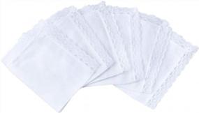 img 4 attached to Luxurious 100% 60S Cotton Handkerchiefs For Women - Soft, Solid, And Pure White Lace Hankies Perfect For Weddings And Parties - 10X10 Inches