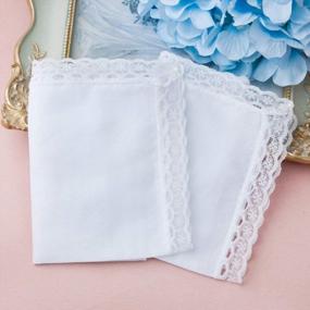 img 3 attached to Luxurious 100% 60S Cotton Handkerchiefs For Women - Soft, Solid, And Pure White Lace Hankies Perfect For Weddings And Parties - 10X10 Inches