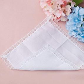 img 1 attached to Luxurious 100% 60S Cotton Handkerchiefs For Women - Soft, Solid, And Pure White Lace Hankies Perfect For Weddings And Parties - 10X10 Inches