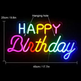 img 3 attached to Colorful LED Neon Happy Birthday Signs For Perfect Party Decoration - USB Reusable Wall Light For Anniversary, Bar, And Home Use