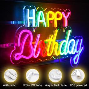 img 2 attached to Colorful LED Neon Happy Birthday Signs For Perfect Party Decoration - USB Reusable Wall Light For Anniversary, Bar, And Home Use
