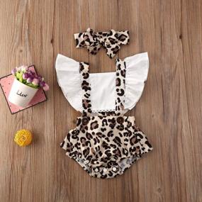 img 2 attached to Newborn Baby Girl Leopard Romper Ruffle Sleeve Backless Bodysuit Jumper Sunsuit Headband Summer Outfit Set