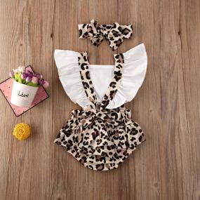 img 3 attached to Newborn Baby Girl Leopard Romper Ruffle Sleeve Backless Bodysuit Jumper Sunsuit Headband Summer Outfit Set