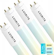 4 pack luxrite f32t8 t8 led tube light 18w=32w 3500k 4000k 5000k 2340 lumens frosted cover ul dlc type a+b single/double end powered plug & play/ballast bypass логотип