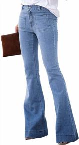 img 4 attached to Приготовьтесь к ретро-образу с джинсами-клеш с эластичной резинкой на талии от Dearlove!