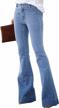get ready to rock the retro look with dearlove womens elastic waist flare jeans! logo