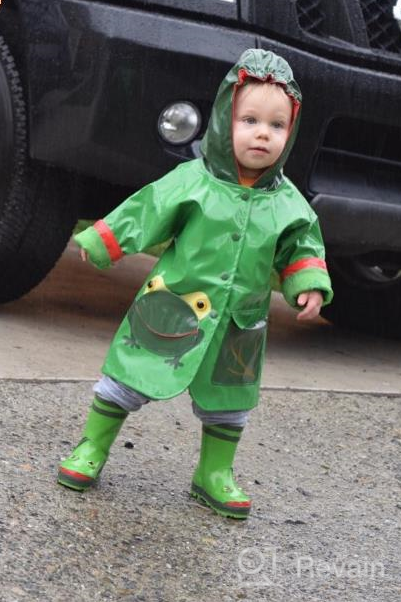 img 1 attached to 🐸 Boys' All-Weather Raincoat: Kidorable Green Frog PU Coat with Playful Frog Mouth Pocket review by Christopher Karamba