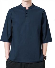 img 3 attached to Сочетание стиля и комфорта: мужская летняя рубашка с коротким рукавом с принтом ONTTNO - идеально подходит для йоги и моды