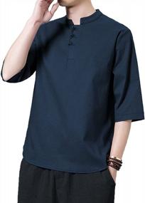 img 4 attached to Сочетание стиля и комфорта: мужская летняя рубашка с коротким рукавом с принтом ONTTNO - идеально подходит для йоги и моды