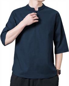 img 1 attached to Сочетание стиля и комфорта: мужская летняя рубашка с коротким рукавом с принтом ONTTNO - идеально подходит для йоги и моды