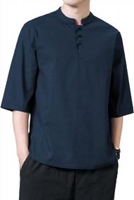 img 2 attached to Сочетание стиля и комфорта: мужская летняя рубашка с коротким рукавом с принтом ONTTNO - идеально подходит для йоги и моды