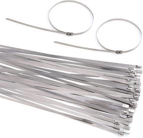 img 4 attached to 🔒 30Pcs 14 Inch 304 Stainless Steel Zip Ties – Coated Locking for Exhaust Wrap, Computer Wire Harness, Automotive Parts & More