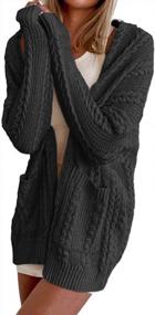 img 4 attached to Stay Warm And Stylish: MaQiYa Women'S Cable Knit Sweater Cardigans With Pockets