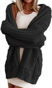 img 3 attached to Stay Warm And Stylish: MaQiYa Women'S Cable Knit Sweater Cardigans With Pockets
