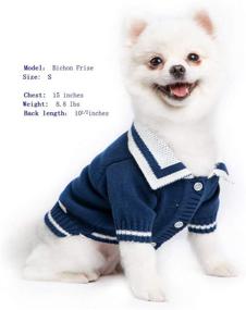 img 3 attached to 🐾 Cute Knitted Lapel Sweater for Small Dogs and Cats - Preppy Dog Cardigan Sweaters, Combed Cotton Clothes for Warm Winter - XS Size