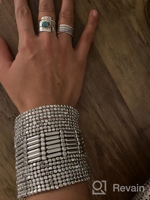 img 1 attached to The Stylish Tribal Chic Silver Metal Spiral Cuff/Bracelet for Girls/Women review by Mark Glass