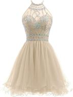 👗 elevate your style with ellames women's beaded homecoming champagne dresses логотип