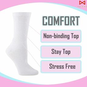 img 3 attached to Physician Approved Non-Binding Cotton Women'S Crew Socks For Diabetes, Circulatory Health - Pack Of 6, Size 9-11