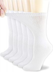 img 4 attached to Physician Approved Non-Binding Cotton Women'S Crew Socks For Diabetes, Circulatory Health - Pack Of 6, Size 9-11