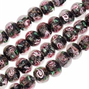 img 4 attached to Stunning Gold Sand Lampwork Beads Set With 60Pcs For Jewelry And Rosary Making - Handmade Glass Round Beads With 1.5~2Mm Hole - Black