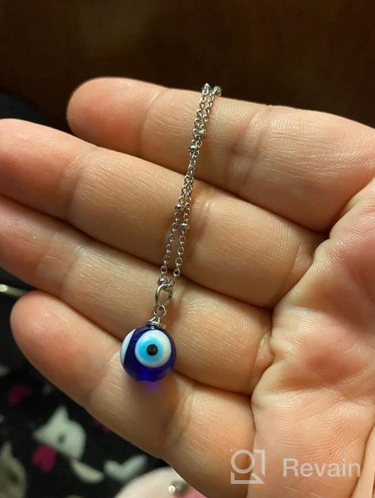 img 1 attached to Protective Evil Eye Necklace with Three Blue Amulets for Women, Men, and Girls - Dainty Silver/Gold Pendant review by James Turpin