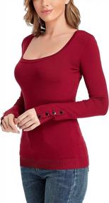 img 2 attached to PEIQI Women'S Long Sleeve Scoop Neck Button Studded Knit Sweater - Casual Solid Pullover