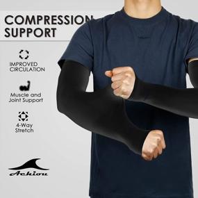 img 3 attached to Achiou Arm Sun Sleeves Compression UV Protection Cooling For Men Women Summer Sunblock, Cycling Driving Golf Running