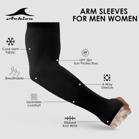 img 2 attached to Achiou Arm Sun Sleeves Compression UV Protection Cooling For Men Women Summer Sunblock, Cycling Driving Golf Running