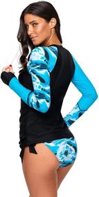 img 3 attached to Womens Sleeves Athletic Bathing Beachwear Women's Clothing ~ Swimsuits & Cover Ups