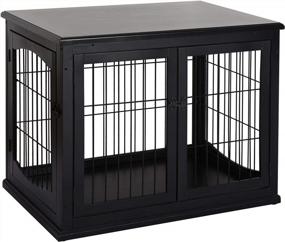 img 4 attached to PawHut Small Dog Crate End Table With Lockable Door - Puppy Kennel Furniture Indoor Decorative Black