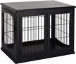 pawhut small dog crate end table with lockable door - puppy kennel furniture indoor decorative black logo
