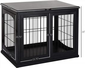 img 2 attached to PawHut Small Dog Crate End Table With Lockable Door - Puppy Kennel Furniture Indoor Decorative Black