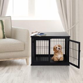 img 3 attached to PawHut Small Dog Crate End Table With Lockable Door - Puppy Kennel Furniture Indoor Decorative Black