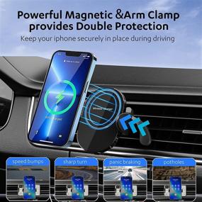 img 2 attached to 🚗 Ultimate Magnetic Wireless Car Charger: MagSafe Compatible Car Mount Charger with Air Vent Phone Holder for iPhone 13/13 Pro/13 Pro Max/13 Mini/12/12 Pro/12 Pro Max/12 Mini (Red)