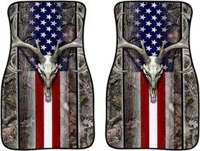 img 2 attached to ELEQIN American Flag Wood Deer Skull Camo Декор для интерьера автомобиля 2 Pack