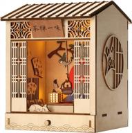 cutebee 3d wooden puzzle diy dollhouse booknook bookshelf insert decor led light kit - zen tea blindly logo