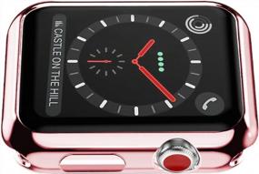 img 3 attached to Wolait совместим с защитной пленкой и чехлом для экрана Apple Watch, [2 упаковки] 38-миллиметровый мягкий чехол из ТПУ со встроенной защитной пленкой для экрана, совместимый с IWatch Series 3 Series 2 Series 1-розовое золото + прозрачный