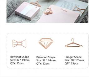 img 2 attached to Pack Of 1 Set MultiBey Rose Gold Paper Clips - Special-Shaped Non-Skid Smooth Finish Steel Wire Bowknot, Diamond, And Hanger Clips