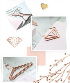 img 3 attached to Pack Of 1 Set MultiBey Rose Gold Paper Clips - Special-Shaped Non-Skid Smooth Finish Steel Wire Bowknot, Diamond, And Hanger Clips